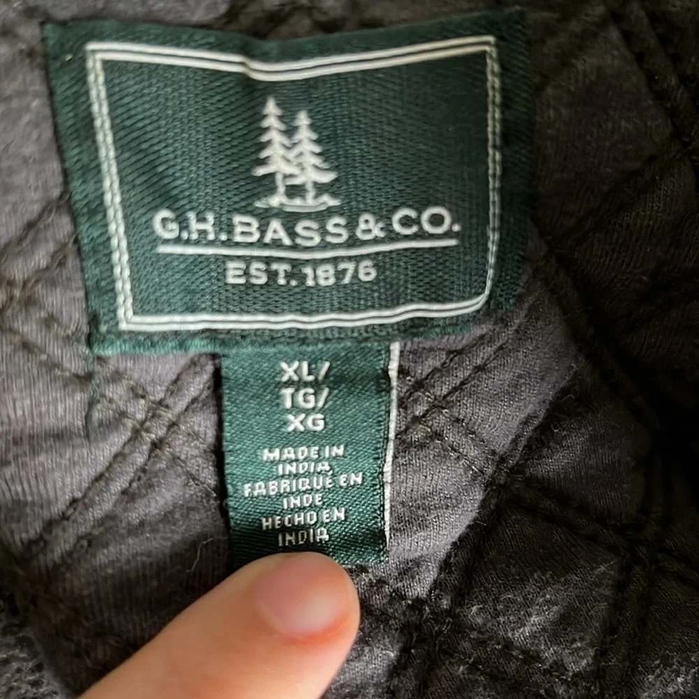 G. H. Bass Co. Men’s Shirt Pullover 1/4 Zip Green Long Sleeve Quilted Casual XL